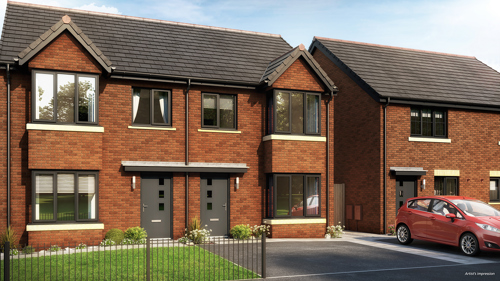 Photo of two houses aat Rose Meadow in Tyldesley