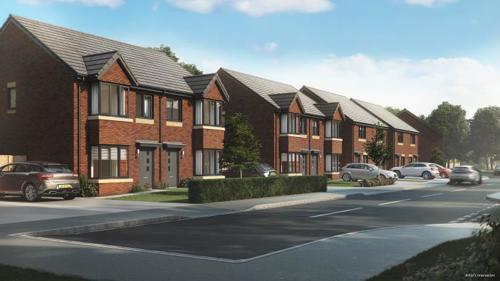 Photo of two houses aat Rose Meadow in Tyldesley