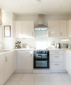 Bright airy white kitchen at Waters Cross