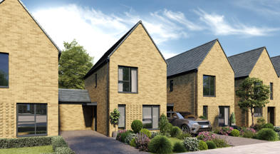 CGI of home in Whitefield Brook with driveway and landscaped garden