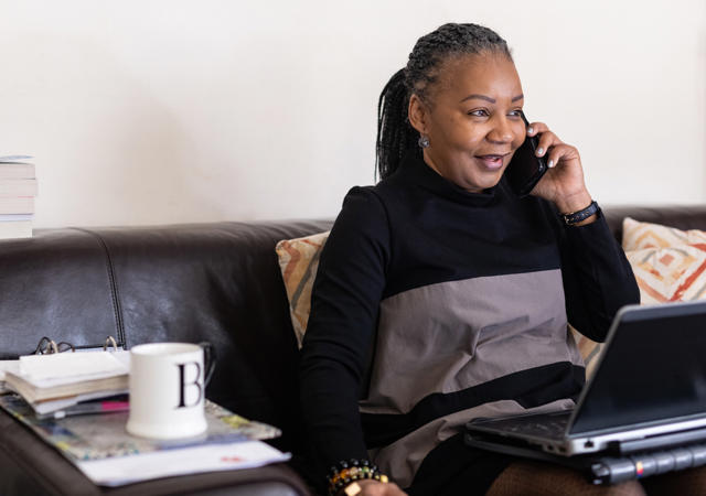 Adult female on the phone